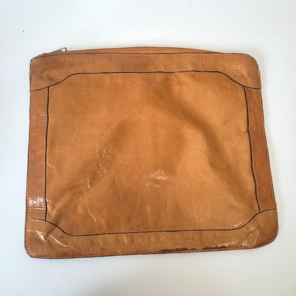 Vintage Tan Leather Envelope Clutch